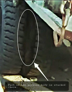 Body Stucked in Between tyres